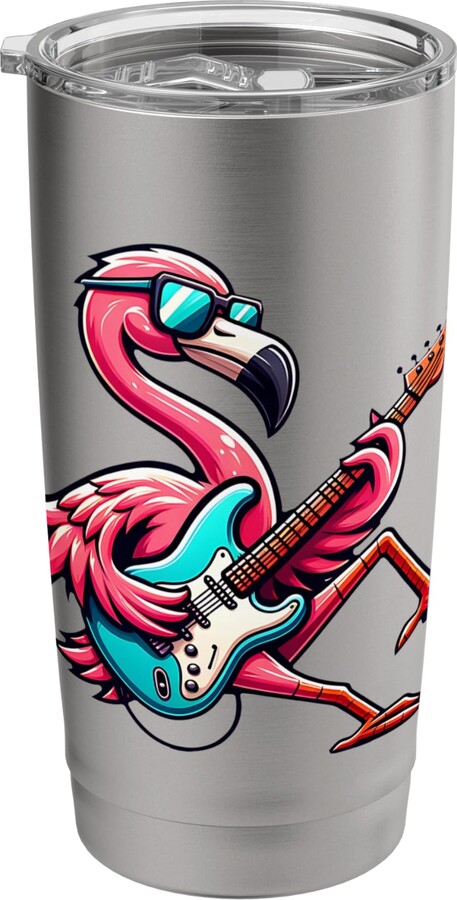 E-Guitar Flamingo Music Vibes Fun Rock On E-Guitar Flamingo Cool Style Stainless Steel Insulated Tumbler