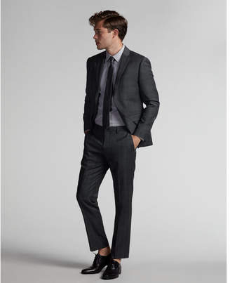 Express slim dark gray plaid suit pant