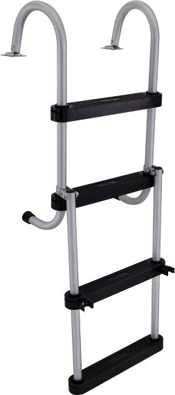 Recaro RecProCompactSpaceSavingAluminum4-StepPontoonBoatLadderw/PlasticSteps