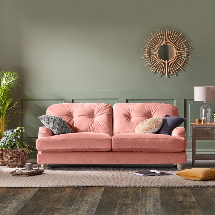 Dunelm Martha Vintage Velvet 3 Seater Sofa Coral ShopStyle