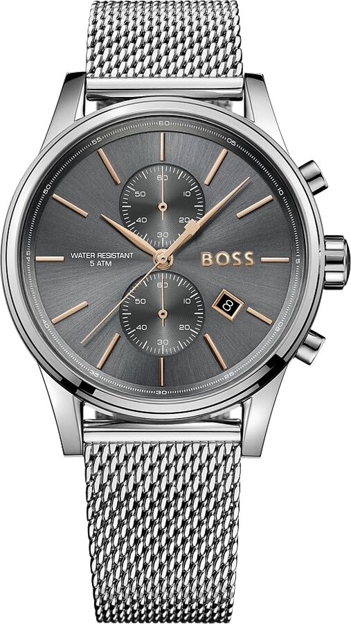 HUGO BOSS Chronograph Quartz Watch for Men with Silver Stainless