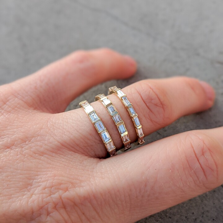 Etsy Baguette Diamond Bar Set Eternity Band - Bela By Sevgi Jewelry Wedding & Anniversary 14K 18K Solid Gold Platinum Fully Customizable