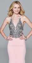 Thumbnail for your product : Faviana Plunging V-Neck Neoprene Embroidered Evening Dress