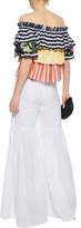 Thumbnail for your product : Caroline Constas Pandora Off-the-shoulder Lace-trimmed Striped Cotton-poplin Top