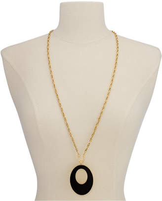 Thalia Sodi Thai Sodi Gold-Tone Jet Stone Oval Pendant Necklace, Created for Macy's
