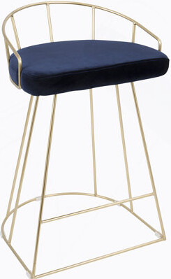 Canary Contemporary-Glam Counter Stool in Gold with Blue Velvet by LumiSource - Set of 2