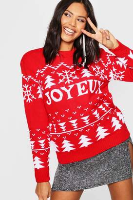 boohoo Joyeux Christmas Sweater