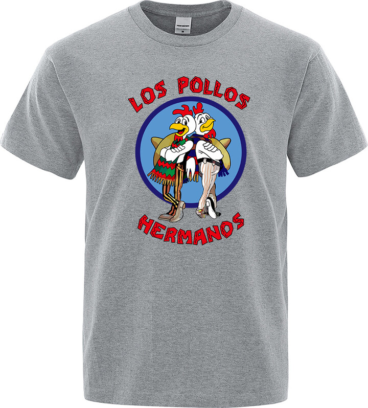 teekossc LOS POLLOS Hermanos Funny Printed T-Shirt Men Fashion Casual Short Sleeves Summer Cotton Breathable Tshirt Chicken Brothers Tee