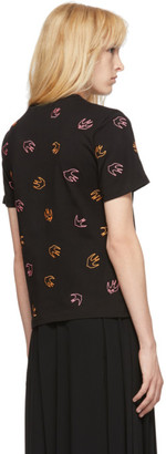 McQ Black Embroidered Swallow T-Shirt