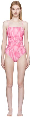 Ganni Pink Ruched One-Piece Swimsuit