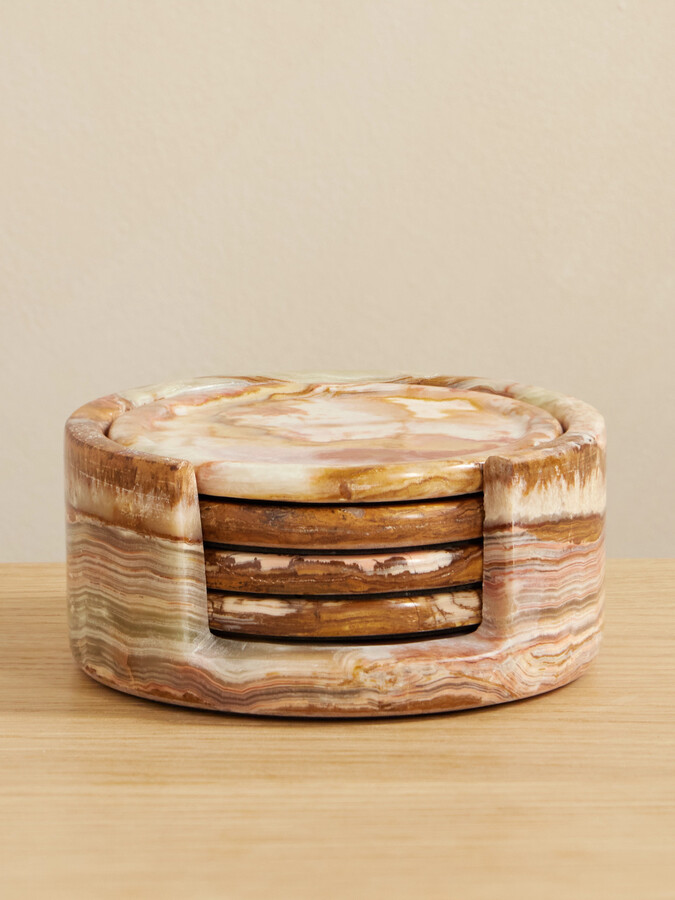 JIA JIA - Set Of Four Onyx Coasters - Green