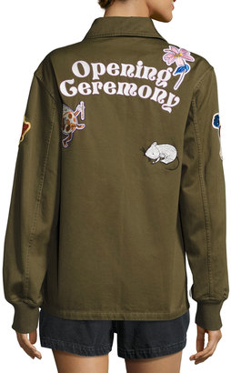 Opening Ceremony Gestures Twill Coach Jacket, Olive