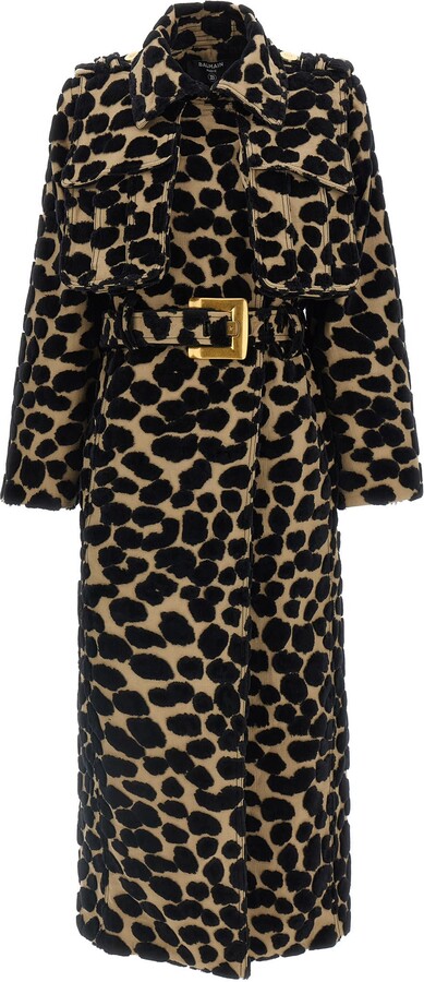 Leopard Jacquard Trench Coat