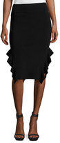 Thumbnail for your product : Opening Ceremony Ruffle-Trim Ponte Pencil Skirt, Black