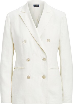 Polo Ralph Lauren Linen Double-breasted Blazer Suit Jacket White