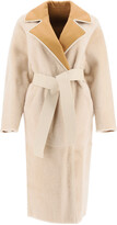 Thumbnail for your product : Blancha TWO-TONE REVERSIBLE SHEARLING COAT 42 Beige,Brown Leather,Fur