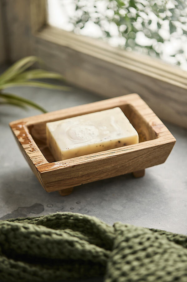 Footed Teak Soap Dish at Terrain