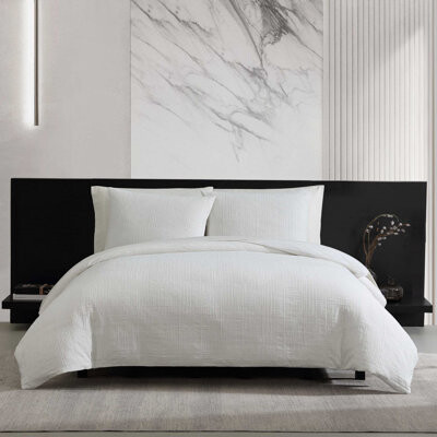 Vera Wang Bark Texture Cotton White Comforter Set