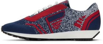 Prada Red and Navy Knit Sport Sneakers