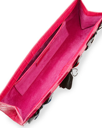 Nancy Gonzalez Butterfly Crocodile Razor Clutch Bag, Pink/Multi