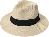 Thumbnail for your product : Lanzom Women Wide Brim Straw Panama Roll up Hat Fedora Beach Sun Hat UPF50+