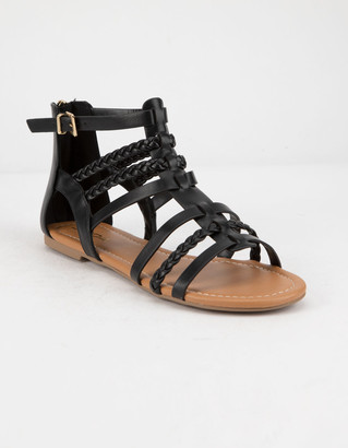 black zip sandals