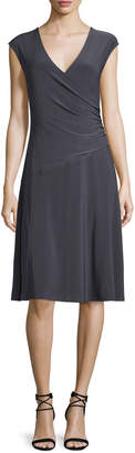 Nic+Zoe Cap-Sleeve Faux-Wrap Dress, Plus Size