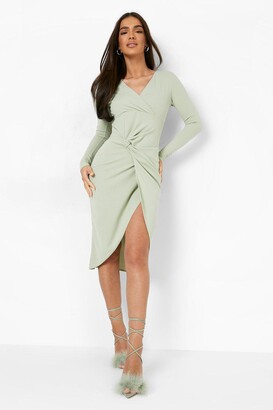boohoo Green Wrap Women's Dresses ...