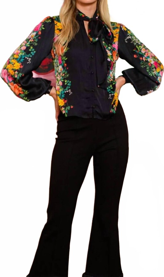 Elizabeth James The Label Brit Bow Blouse In Centerpiece Black