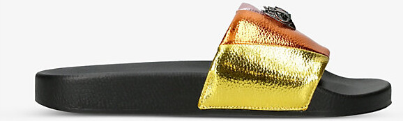 Kurt Geiger Womens Mult/Other Meena Eagle-Embellished Striped Rubber Sliders Eur 39 / 6 Uk Women
