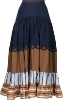 Stripe-Detail Midi Skirt 