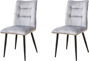 Everly Quinn Contemporary 2 Of Modern Dining Chairs In Velvet With Soft Cushioned Seats And Iron Frames Mustard Or Gray Options Tapered Metal Legs For Stability