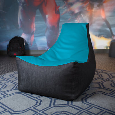 Jaxx Pixel Gamer Bean Bag Chair - Game Room/Home Theater Bean Bag Chair, Premium Vinyl - Dark Denim