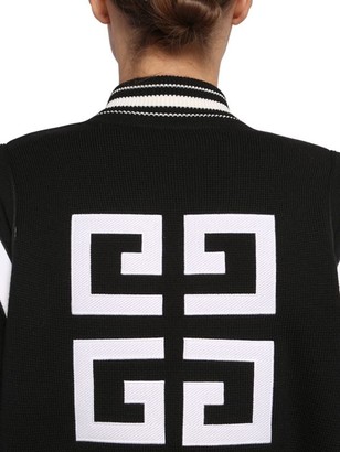 Givenchy Logo Wool Knit Bomber Jacket