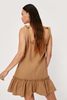Thumbnail for your product : Nasty Gal Womens Petite Frill Tie Shoulder Mini Dress - Brown - 10