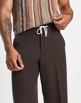 Thumbnail for your product : ASOS DESIGN wide smart sweatpants in chocolate brown
