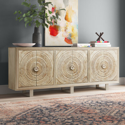 Langley Street™ Grasser 95'' Wide Acacia Solid Wood Sideboard
