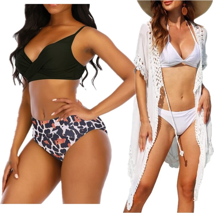 Jodimitty Swimwear Cover Ups V Neck Bikini Beachwear Crochet Swimsuit