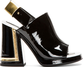 Thumbnail for your product : Kenzo Black & Gold Patent Leather Slingback Sandals