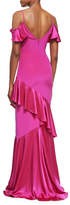 Thumbnail for your product : Theia Cold-Shoulder Stretch Silk Evening Gown, Magenta