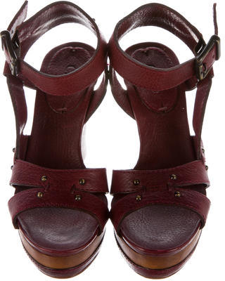 Chloé Leather Wedge Sandals