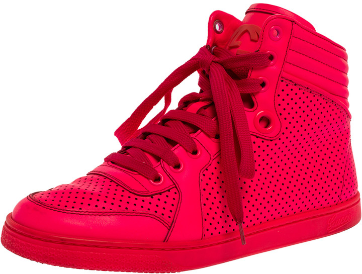 neon pink high top sneakers