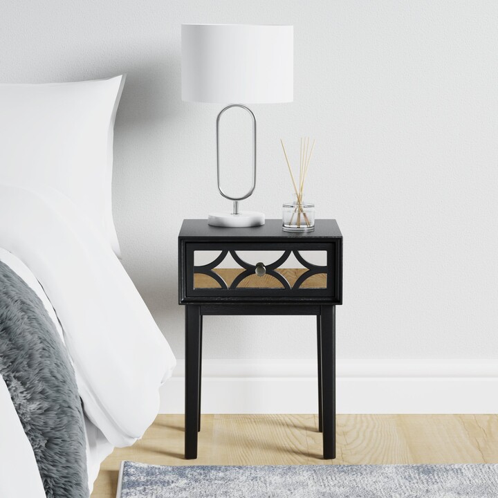 Dunelm Delphi 1 Drawer Bedside Table, Mirrored Black - ShopStyle Bedroom