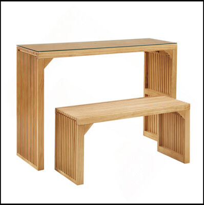 Latitude Run Natural Pine Dining Long Bench And Table Set – Versatile Indoor Wood Furniture For Entryway Living Room Kitchen And Bedroom – Includes Small Temper