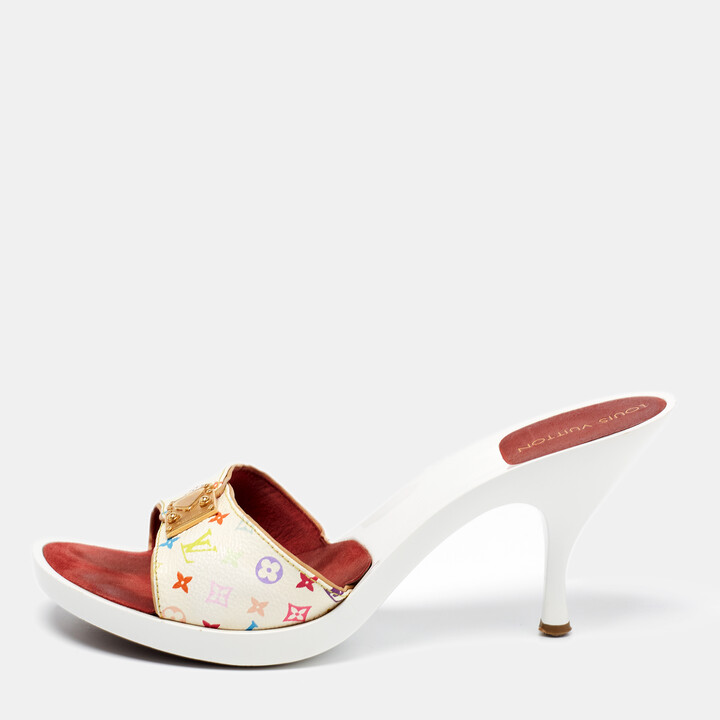 Louis Vuitton White Monogram Canvas Slide Sandals Size 40.5 - ShopStyle