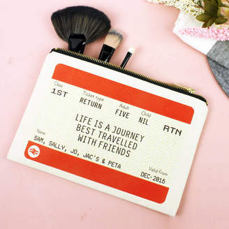 Of Life & Lemons Personalised Train Ticket Friendship Make Up Bag
