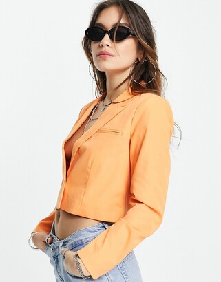Only cropped tailored blazer in orange