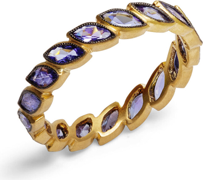 Cathy Waterman Tanzanite Single Laurel Band Yellow Gold Ring