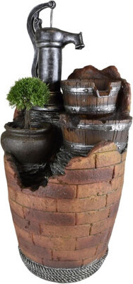 Union Rustic Cascading Water Fountain With Water Pump - Outdoor Decor For Gardens Patios Lawns Balconies