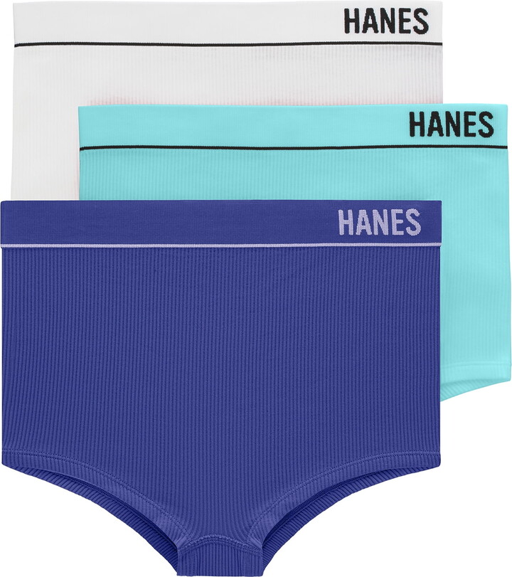 Hanes Originals Women’s Seamless Rib Boyfit Underwear, 3-Pack